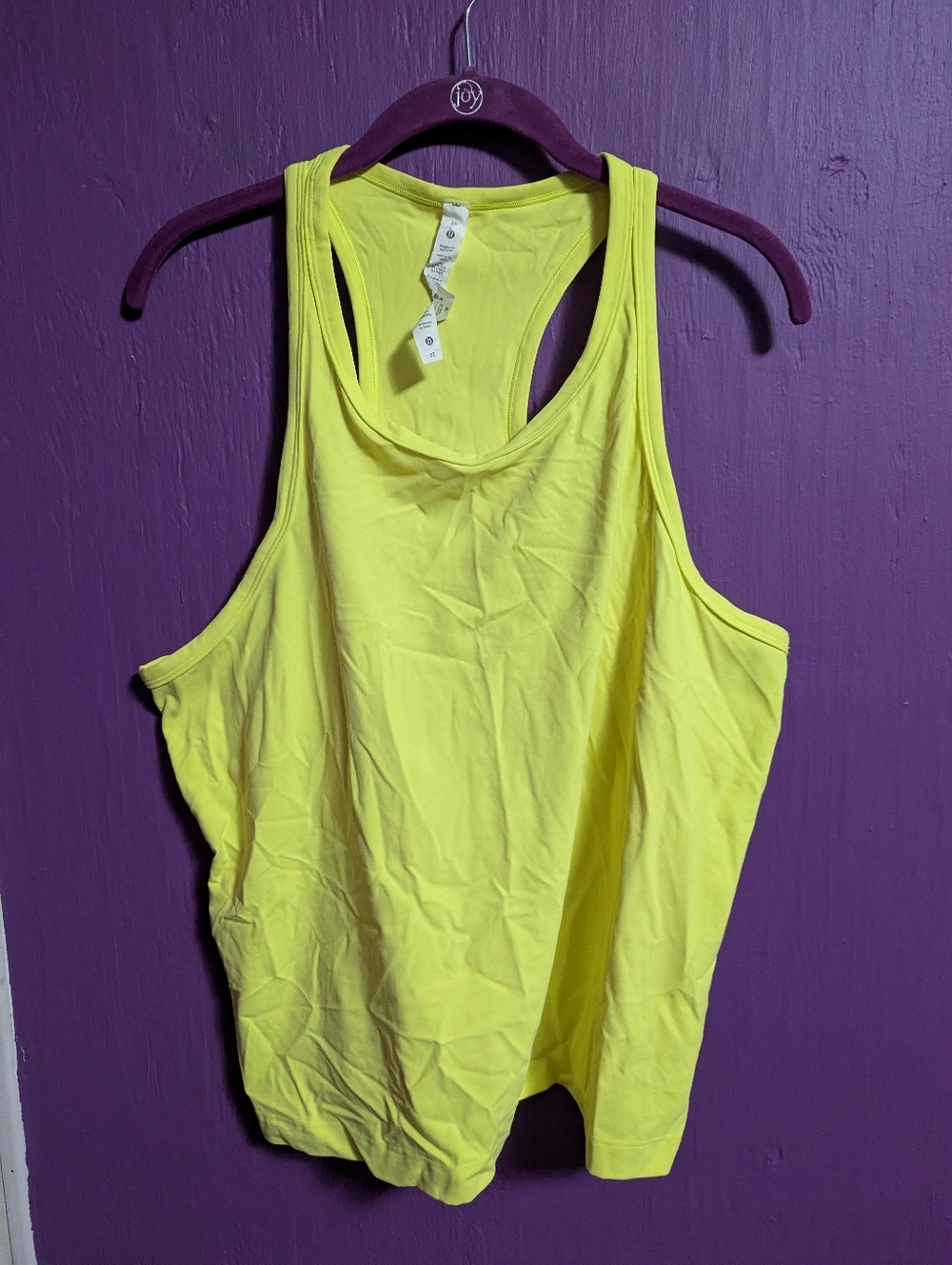 Lululemon Align Waist-Length Racerback Tank Top Electric Lemon 2X 20 - Picture 3 of 5